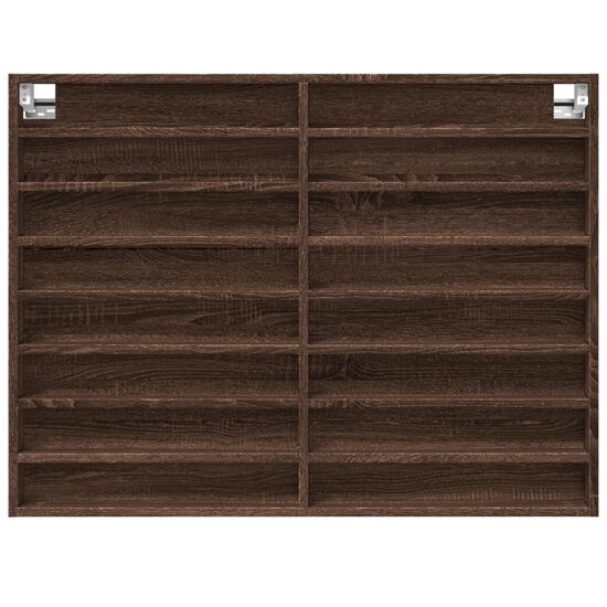 Vitrinekast 100x8,5x75 cm bewerkt hout bruin eikenkleur 4