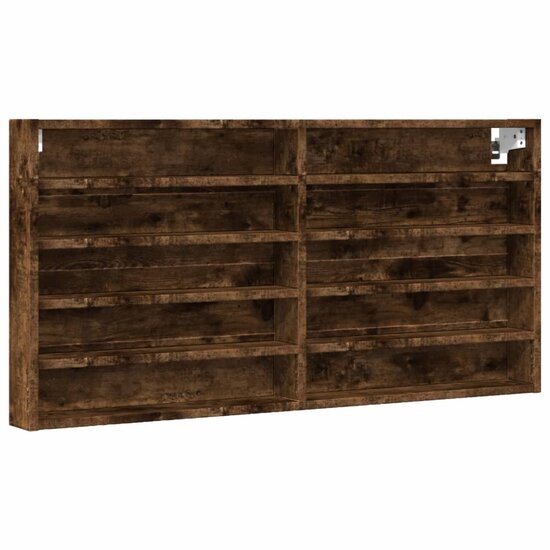 Vitrinekast 100x8,5x50 cm bewerkt hout gerookt eikenkleurig 2