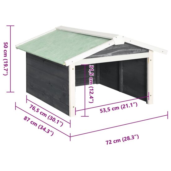 Overkapping voor grasmaaier 72x87x50 cm vurenhout grijs en wit 9