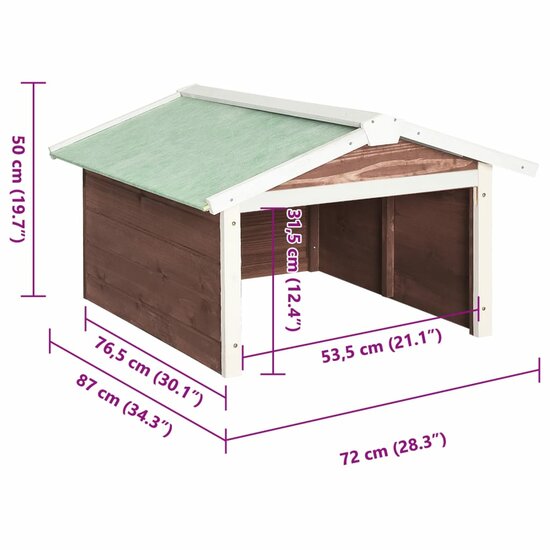 Overkapping voor grasmaaier 72x87x50 cm vurenhout mokka en wit 9