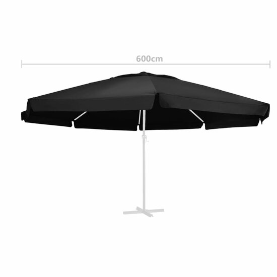 Vervangingsdoek voor parasol 600 cm zwart 4