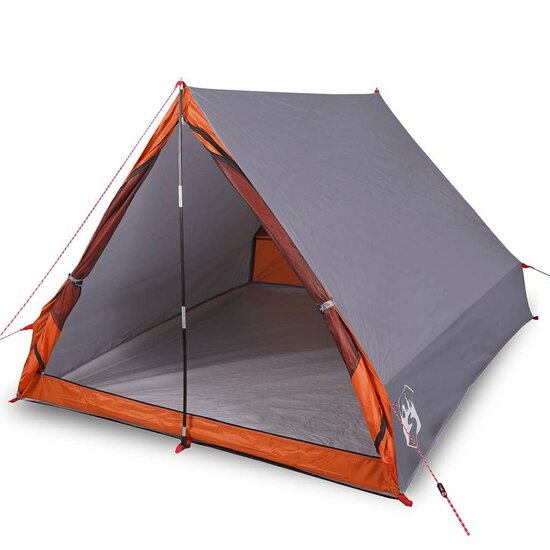 Tent A-frame 2-persoons waterdicht grijs en oranje 2