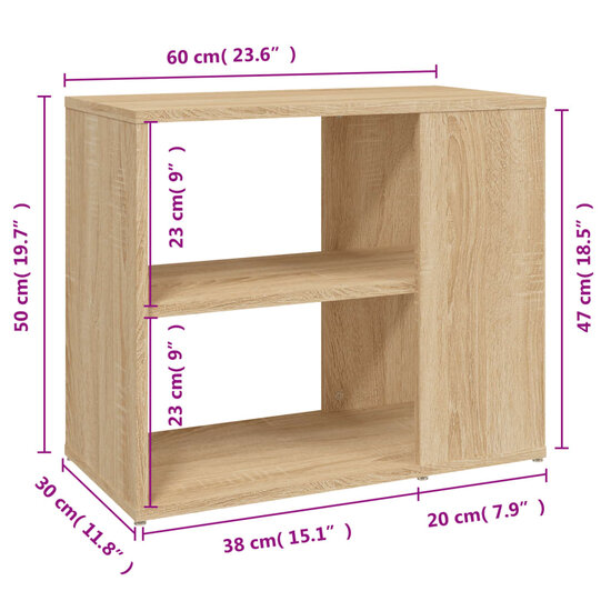 Bijzetkast 60x30x50 cm bewerkt hout sonoma eikenkleurig 7