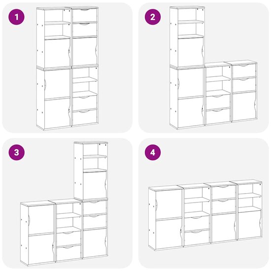 Bijzetkasten 4 st &quot;ODDA&quot; 40x24x79 cm massief grenenhout wit 9