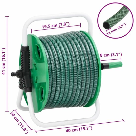 Slanghaspel met slangkoppelset 0,5&quot; 50 m vrijstaand PVC groen 7