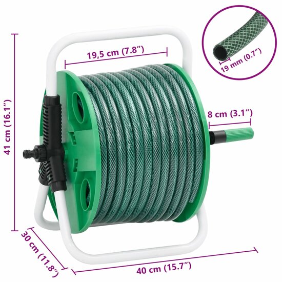 Slanghaspel met slangkoppelset 0,75&quot; 20 m vrijstaand PVC groen 7