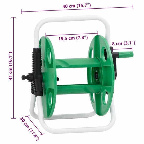 Slanghaspel voor 45 m 1/2&quot; slang vrijstaand staal groen 8