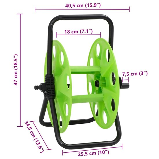 Slanghaspel voor 45 m 1/2&quot; slang vrijstaand staal groen 8