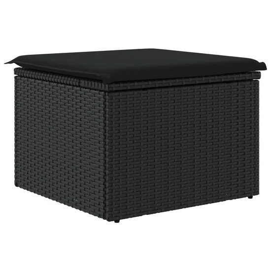 Tuinkruk met kussen 55x55x37 cm poly rattan zwart 6