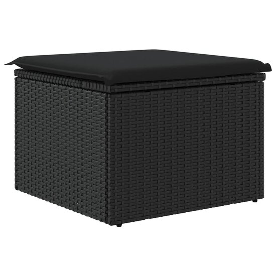 Tuinkruk met kussen 55x55x37 cm poly rattan zwart 6