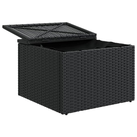 Tuinkruk met kussen 55x55x37 cm poly rattan zwart 8