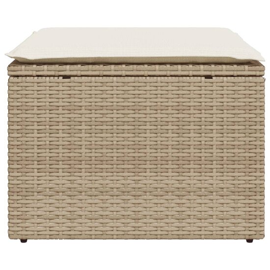 Tuinkruk met kussen 55x55x37 cm poly rattan beige 4