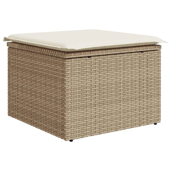 Tuinkruk met kussen 55x55x37 cm poly rattan beige 2