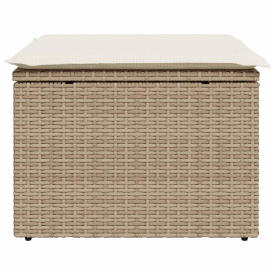 Tuinkruk met kussen 55x55x37 cm poly rattan beige 4