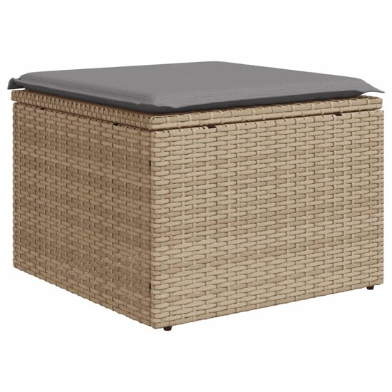 Tuinkruk met kussen 55x55x37 cm poly rattan beige 2