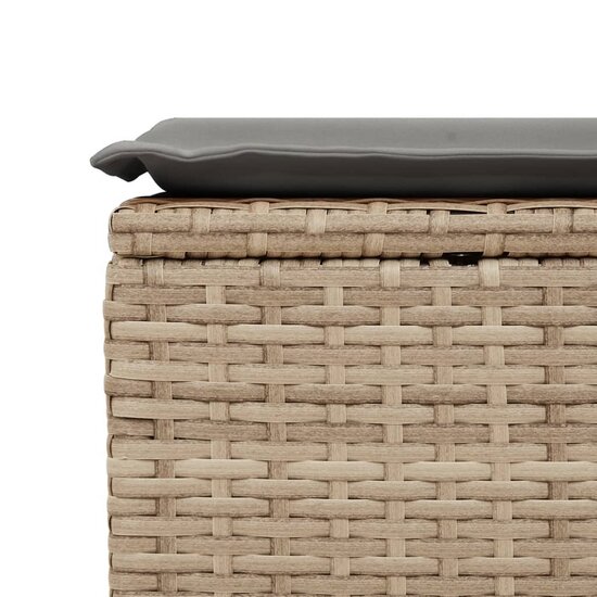 Tuinkruk met kussen 55x55x37 cm poly rattan beige 5