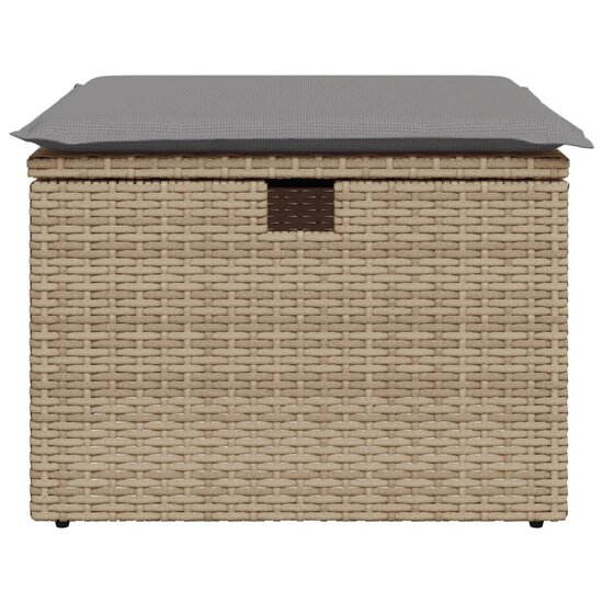 Tuinkruk met kussen 55x55x37 cm poly rattan beige 4