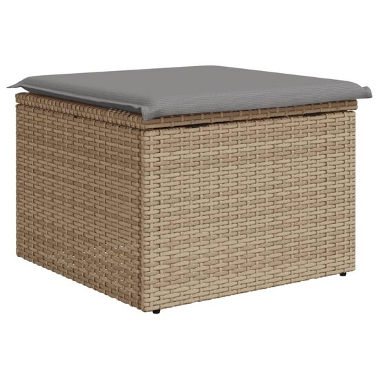 Tuinkruk met kussen 55x55x37 cm poly rattan beige 6