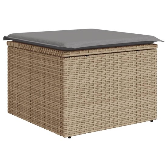 Tuinkruk met kussen 55x55x37 cm poly rattan beige 2