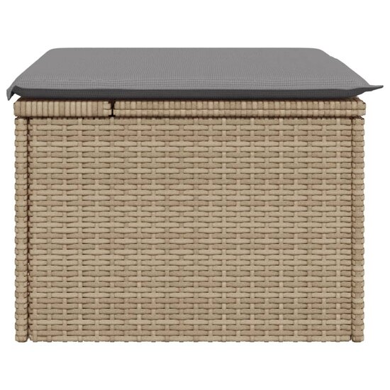 Tuinkruk met kussen 55x55x37 cm poly rattan beige 5