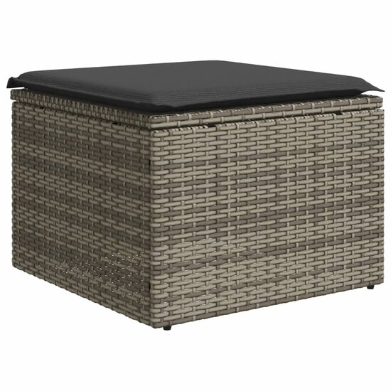 Tuinkruk met kussen 55x55x37 cm poly rattan grijs 2