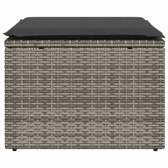 Tuinkruk met kussen 55x55x37 cm poly rattan grijs 4