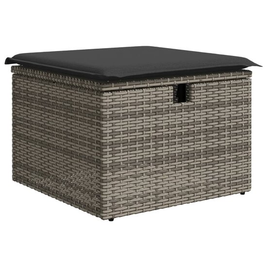 Tuinkruk met kussen 55x55x37 cm poly rattan grijs 2