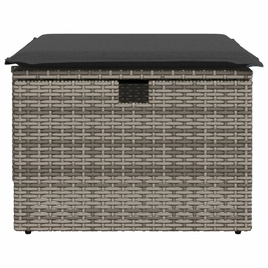 Tuinkruk met kussen 55x55x37 cm poly rattan grijs 4