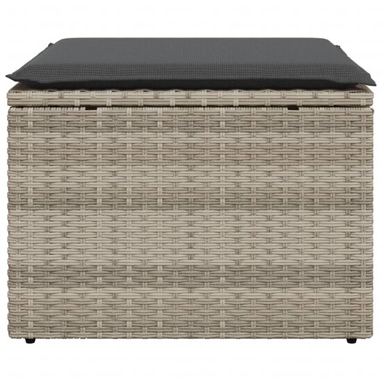 Tuinkruk met kussen 55x55x37 cm poly rattan lichtgrijs 4