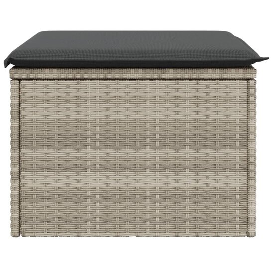 Tuinkruk met kussen 55x55x37 cm poly rattan lichtgrijs 5