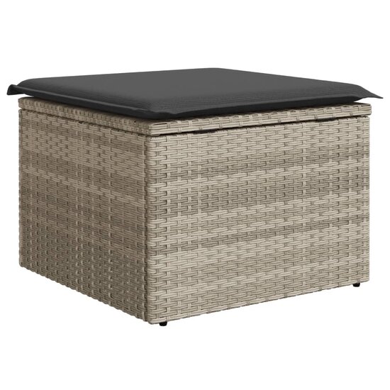 Tuinkruk met kussen 55x55x37 cm poly rattan lichtgrijs 6