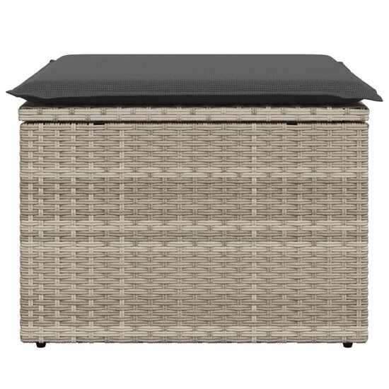 Tuinkruk met kussen 55x55x37 cm poly rattan lichtgrijs 5