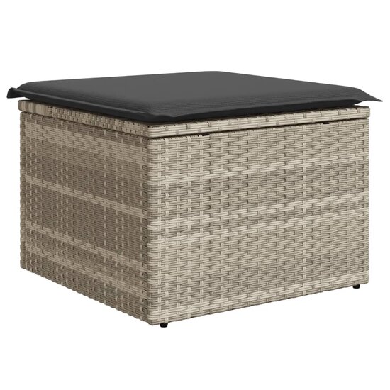 Tuinkruk met kussen 55x55x37 cm poly rattan lichtgrijs 6