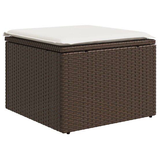 Tuinkruk met kussen 55x55x37 cm poly rattan bruin 2