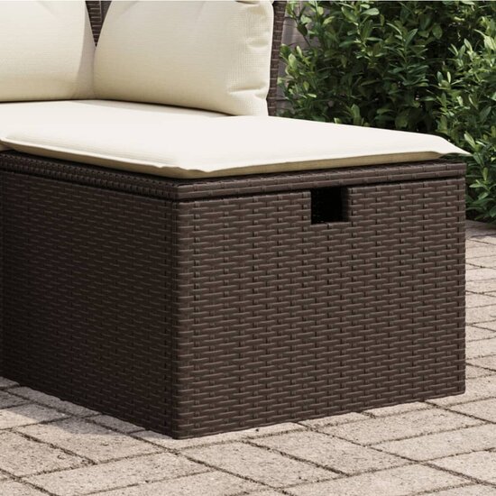 Tuinkruk met kussen 55x55x37 cm poly rattan bruin 1