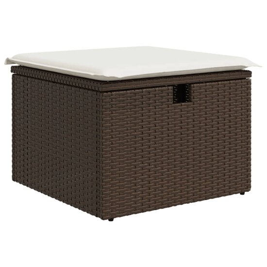 Tuinkruk met kussen 55x55x37 cm poly rattan bruin 2