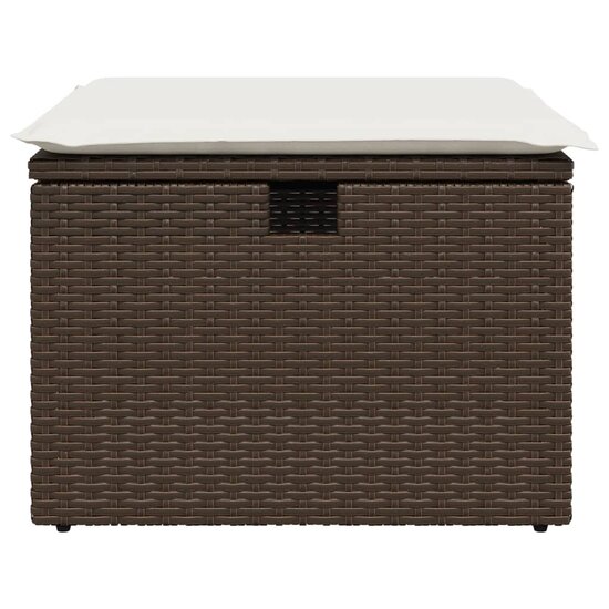 Tuinkruk met kussen 55x55x37 cm poly rattan bruin 4