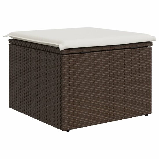 Tuinkruk met kussen 55x55x37 cm poly rattan bruin 6