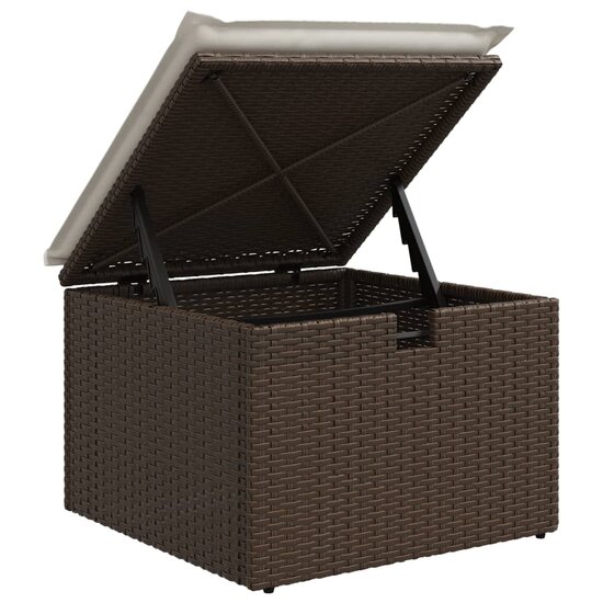 Tuinkruk met kussen 55x55x37 cm poly rattan bruin 7