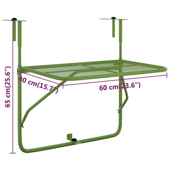 Balkontafel 60x40 cm staal groen 7