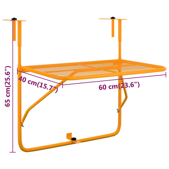 Balkontafel 60x40 cm staal geel 7