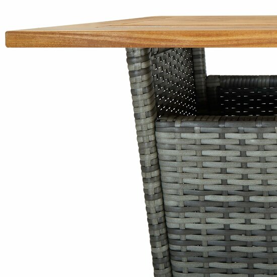 Bartafel 60x60x110 cm poly rattan en massief acaciahout grijs 5