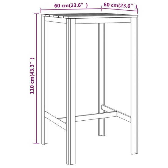 Bartafel 60x60x110 cm ge&iuml;mpregneerd grenenhout 5