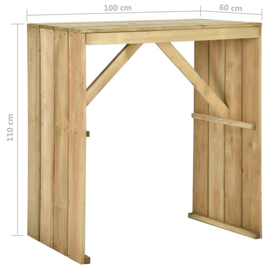 Bartafel 100x60x110 cm ge&iuml;mpregneerd grenenhout 6