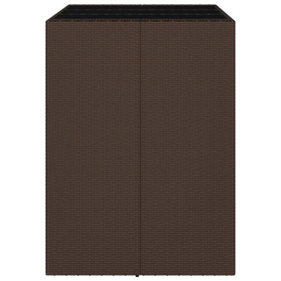 Bartafel met glazen blad 105x80x110 cm poly rattan bruin 4