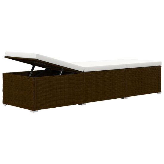 3-delige Ligbeddenset met theetafel poly rattan bruin 7