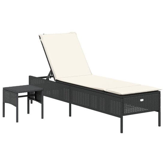 3-delige Ligbeddenset met kussens poly rattan zwart 7