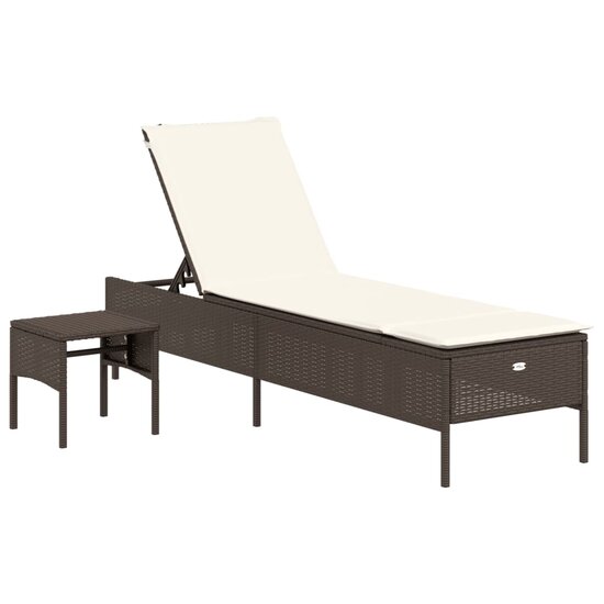 3-delige Ligbeddenset met kussens poly rattan bruin 7