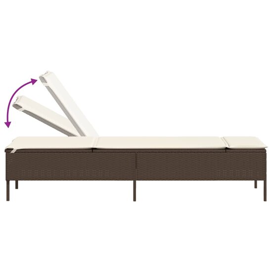 3-delige Ligbeddenset met kussens poly rattan bruin 9