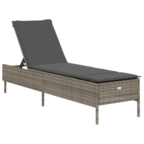 3-delige Ligbeddenset met kussens poly rattan grijs 8